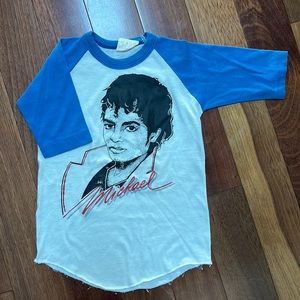 RARE vintage 70s Michael Jackson baseball raglan tee THRILLER size 6T